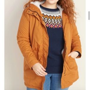 Faux Fur Parka Jacket in Mustard XXL TALL